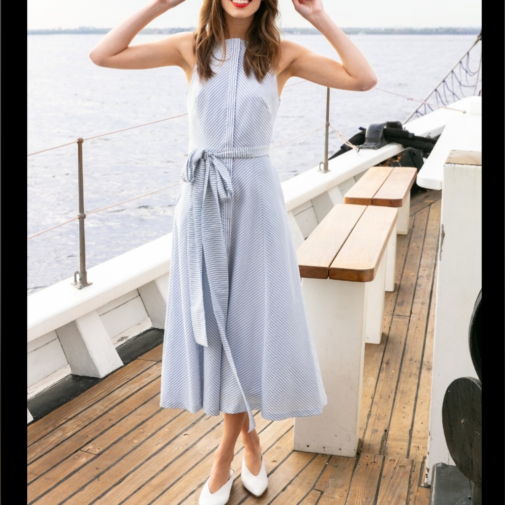 Pearl By Lela Rose Midi Striped Dress